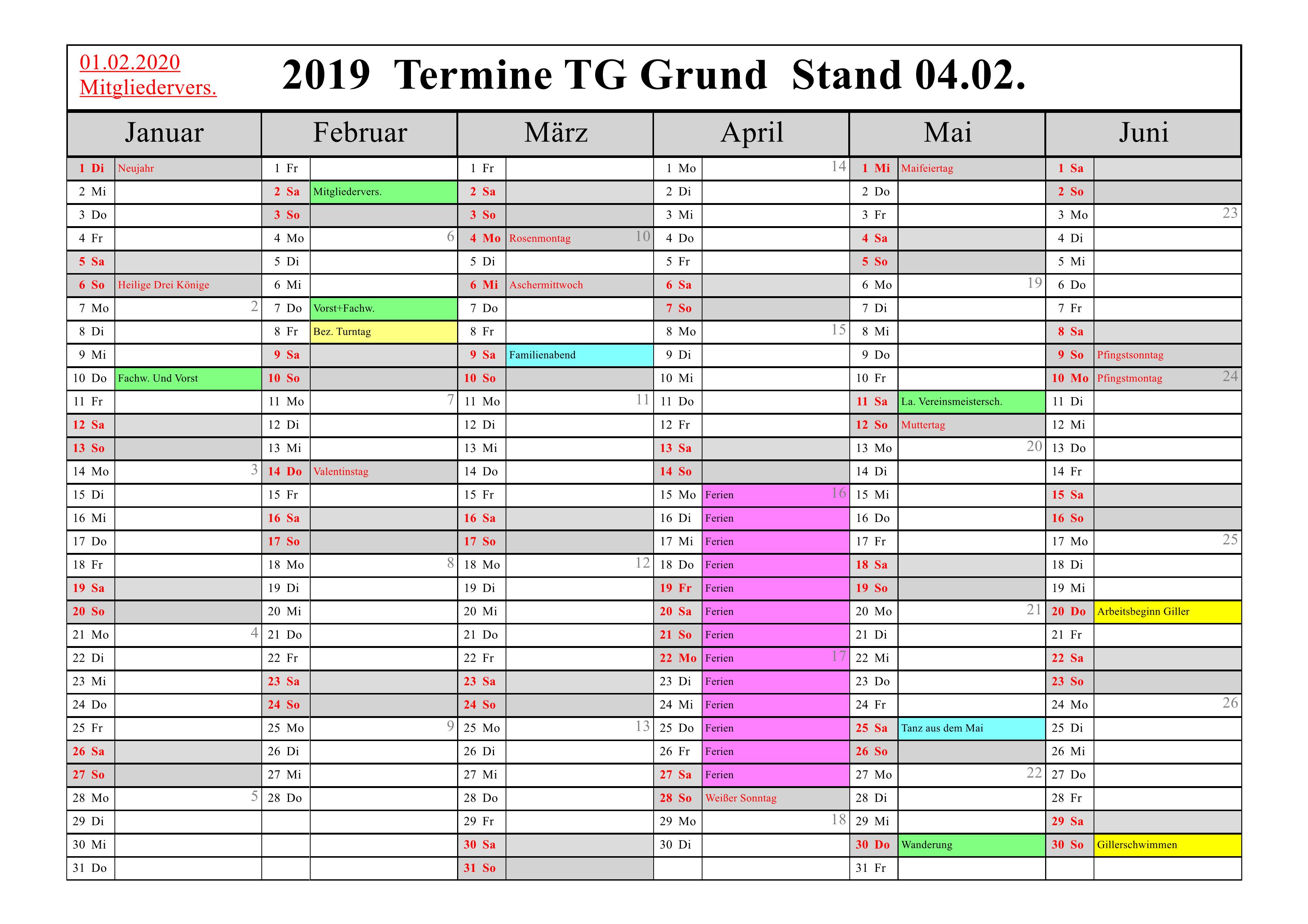 Termine 2019